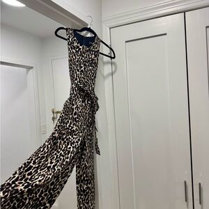 Banana Republic Black and Tan Animal Print Jumpsuit
